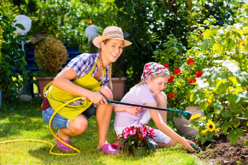 Lush green lawn maintained by Heston gardening services